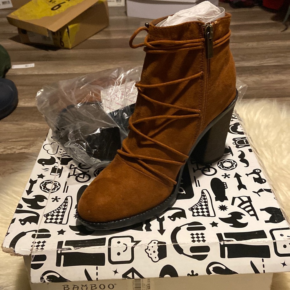 Brown suede booties size 8